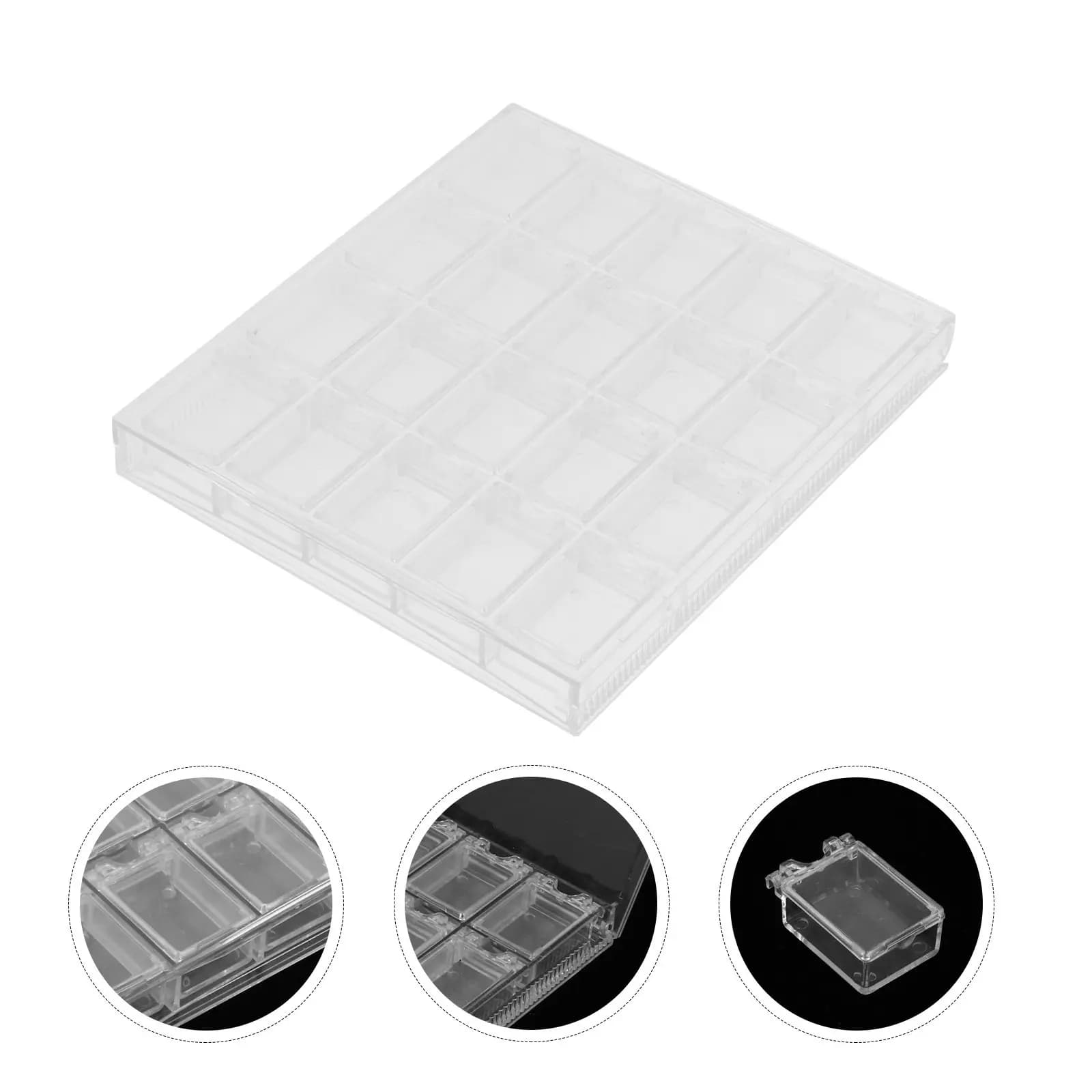 21 compartment transparent plastic PP nail organizer box with beads, rhinestones, DIY kit and fishing gear