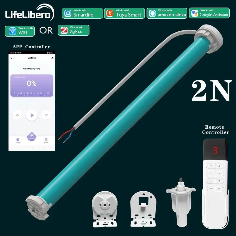 LifeLibero Tuya ZigBee O Wifi 2N Tende Intelligenti Motore Tende A Rulli per Windows 38mm Tubo Ombra Automatico Alexa Controllo Vocale