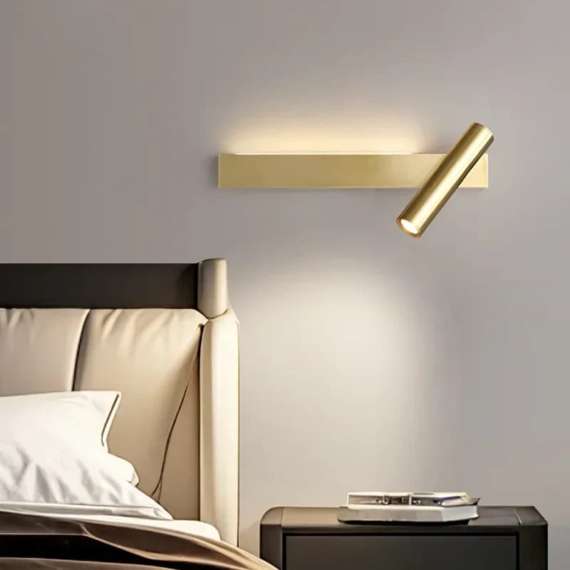 Simple Luxury Copper Wall Sconce Modern Decoration Wall Lamp Nordic Creative Bedroom Bedside Long Strip Golden Black LED Light