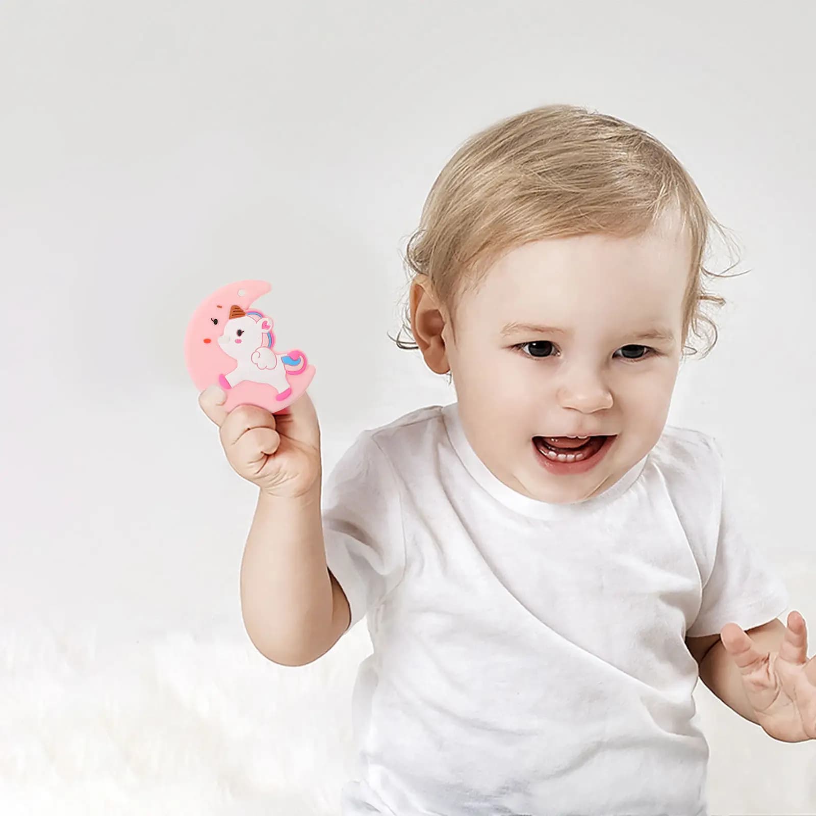 1pc Unicorn Silicone Teether Baby Soother For Teething Relief Diy Charm Pendant Infant Molar Unicorn Teether Baby Shower Gift