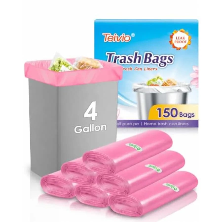 Small Trash Bags 4 Gallon 160 Counts Garbage Bags, Bathroom Trash Can Bin Liners, Small Plastic Bags for home office kitchen, f