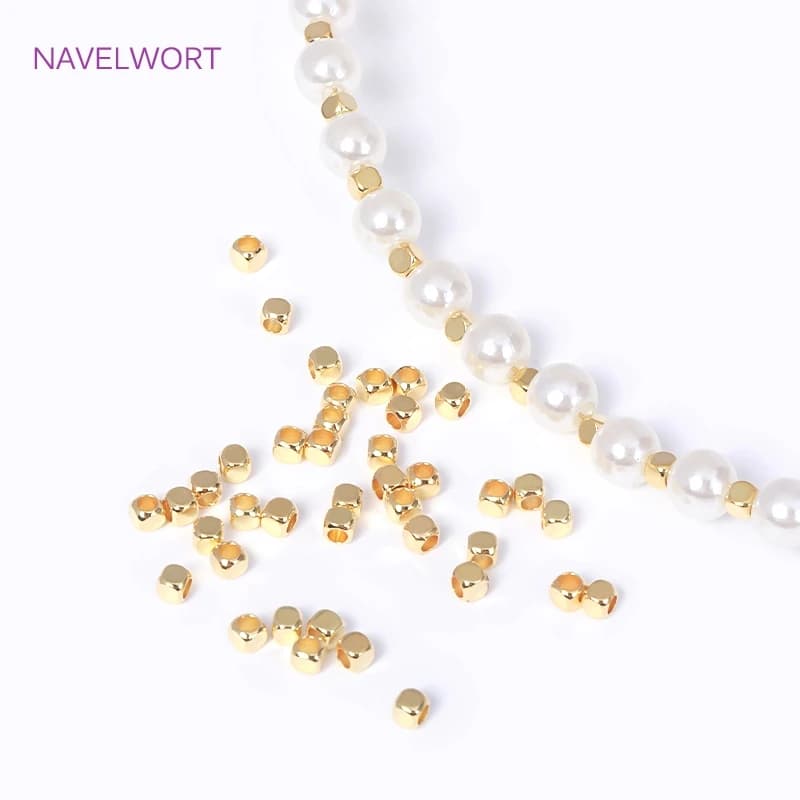 50/100PCS 18K Gold Plated Brass Beads Metal Spacer Beads Square Cube For Jewelry Making DIY Bracelets Necklace Beading Fittings
