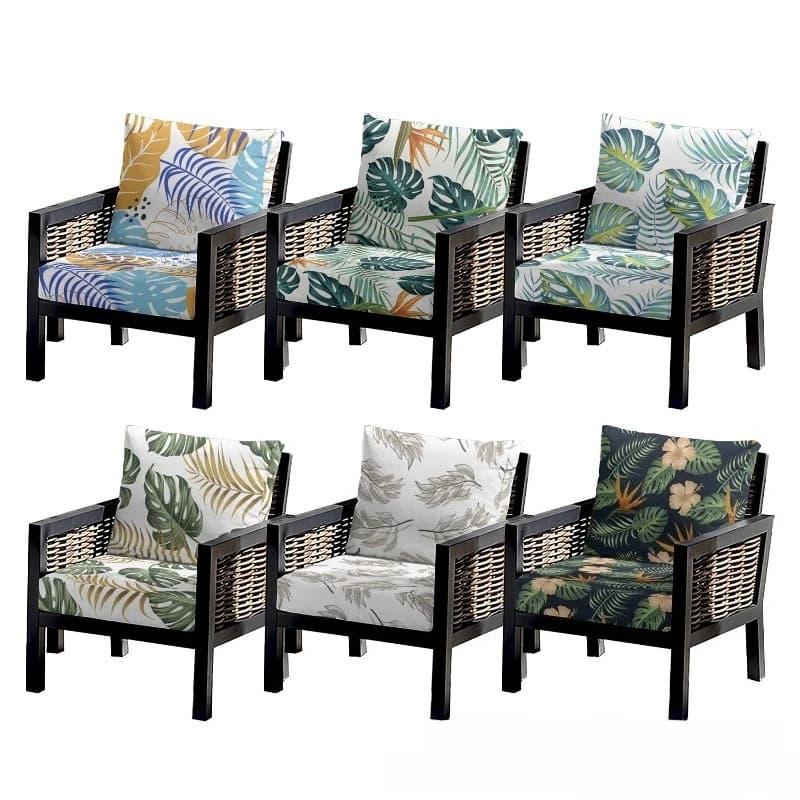Summer Green Leaf Print Sofa Cushion Cover Outdoor Camping Rattan Chair Courtyard Sunshade Public Place Cushion Protective Cover