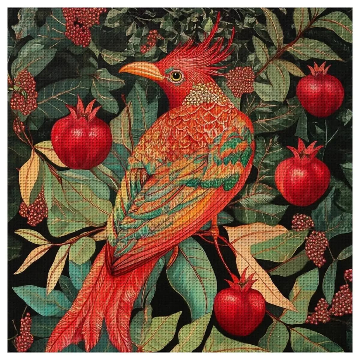 1pc 40X40CM/15.74inch Pomegranates and birds stamped cross stitch kit DIY kit 11CT/14CT DIY Embroidered set DIY Cross-Stitch Set