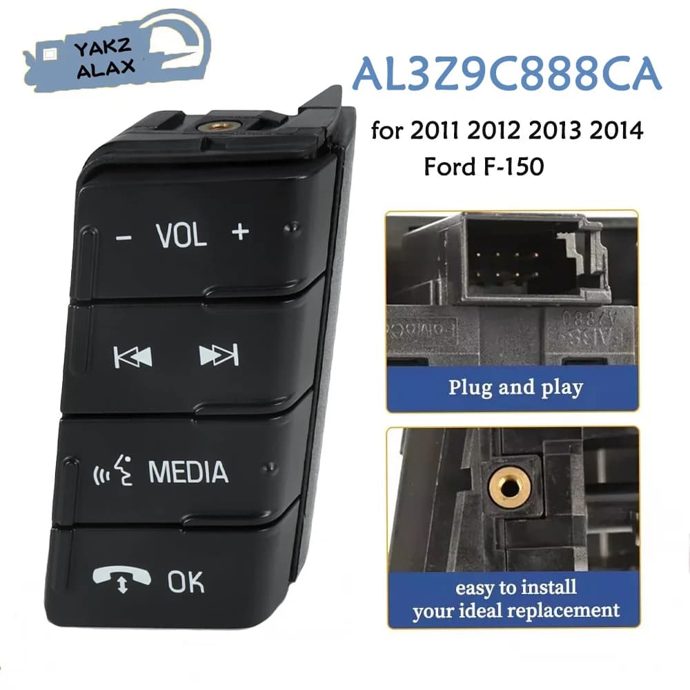 Volante Interruttore di Controllo Audio Pulsante Lato Destro per 2011 2012 2013 2014 Ford F-150 AL3Z9C888CA AL3Z-9C888-CA Ricambi Auto