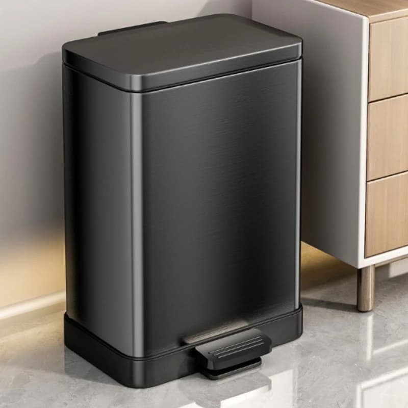 Cestini per Rifiuti Minimalisti, Bidoni per Cucina e Bagno con Coperchio Anti-Odore, Cestini Moderni in Metallo Stile Nordico