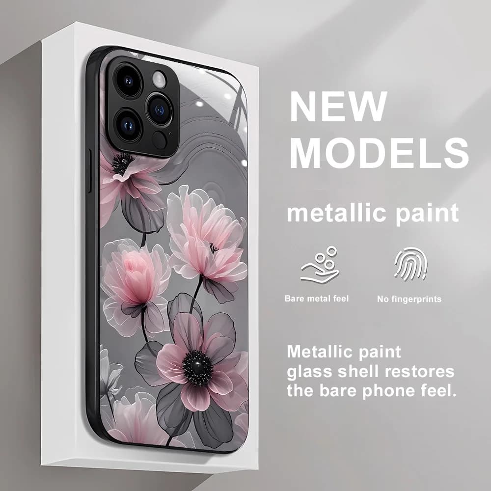 Flower Tempered Glass Case For iPhone 12 Cases iPhone 17 Pro 16 15 14 13 12 11 Pro Max Air 16 Plus X XS XR 7 8 SE2 Fundas Cover