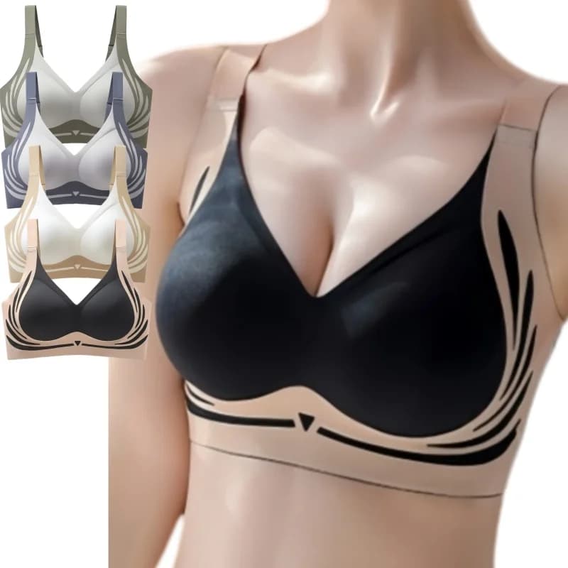 Women's V-Neck Seamless Push-Up Bra with Anti-Spill Design 4 Colors Anti-sagging Lift-up Bras Plus Size Comfort Lingerie M-4XL
