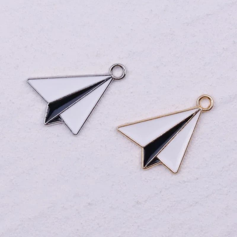 2 Pezzi Aeroplanino di Carta Pieghevole in Lega con Accessori a Goccia d'Olio Fai da Te, Ciondolo per Portachiavi, Braccialetto, Collana