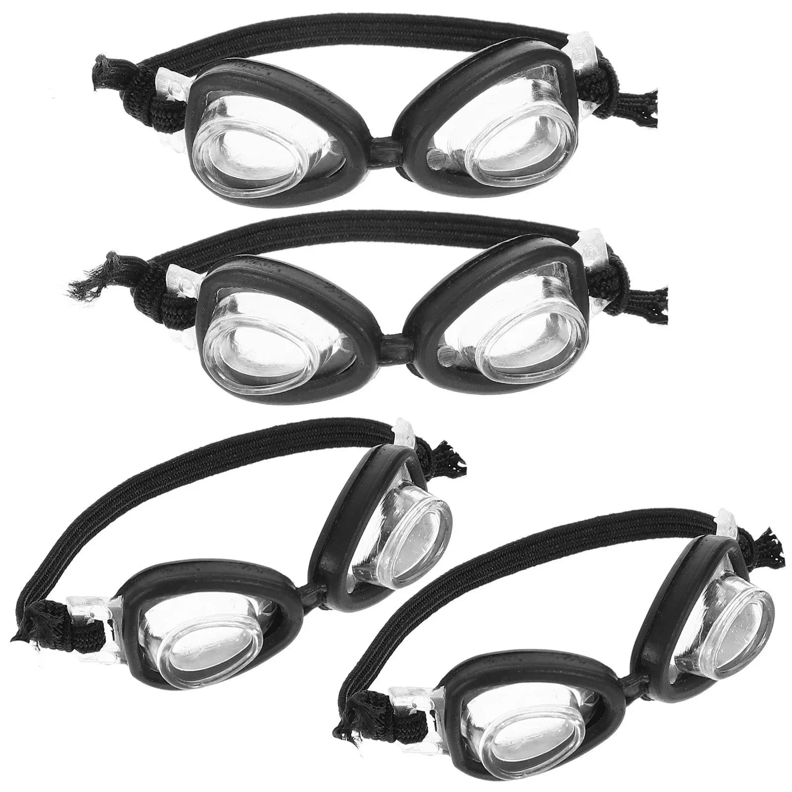 4Pcs Mini Swim Goggles Compact Lightweight Long-Lasting Plastic Eyeglasses for Dress Up Costume Accessories