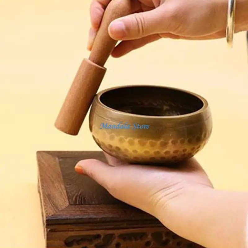 U2JC Tibetan Singing Bowl Set Meditation Sound Bowl with Handcraft Cushion