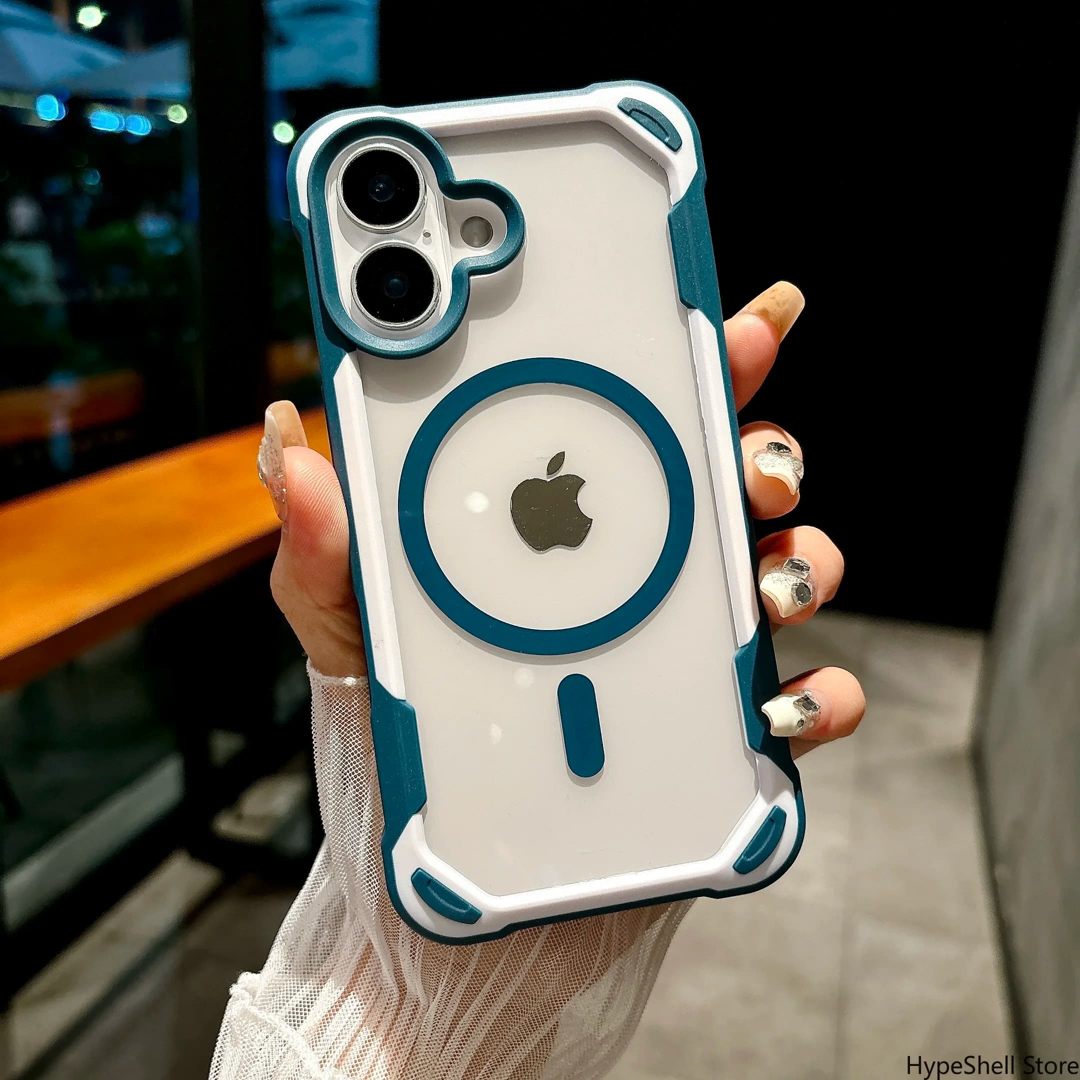 Custodia Protettiva Magnetica Antiurto MagSafe per iPhone 17 Air 16 15 14 13 12 11 Pro Max Plus, Cover Ibrida Trasparente Rigida con Bumper