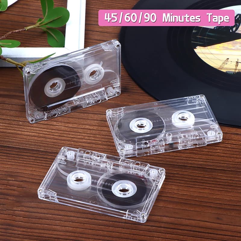 Lettore di nastri vuoti a colori con cassetta standard da 90 minuti con scatola di immagazzinaggio trasparente con nastro audio magnetico per la registrazione di musica vocale