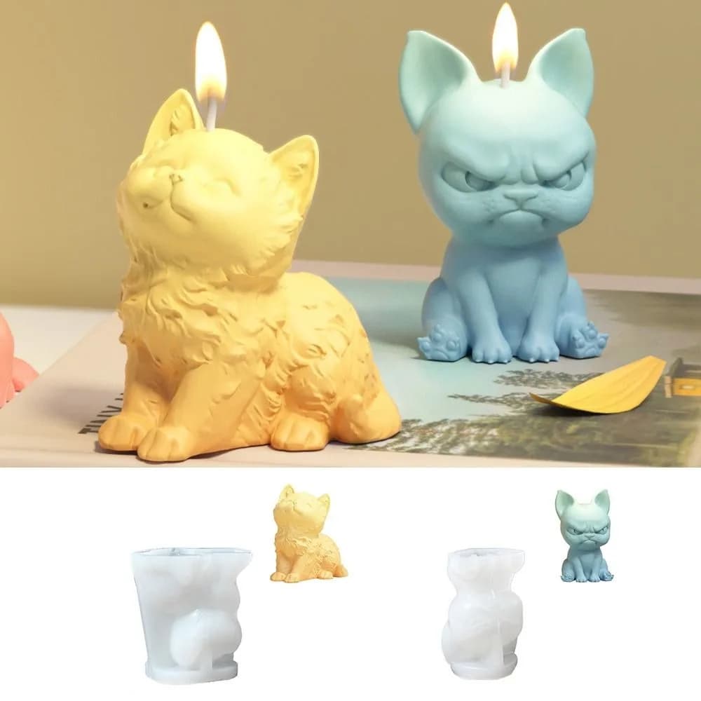 Stampo in Silicone 3D a Forma di Cane Carino, Stampo Antiaderente per Cubetti di Ghiaccio a Forma di Gatto, Stampo per Sapone Profumato Fatto a Mano, Regalo