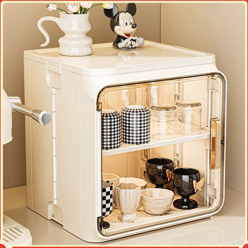 Covered Desktop Cup Holder Drainage Storage Box for Mugs Coffee Cups Tea Set