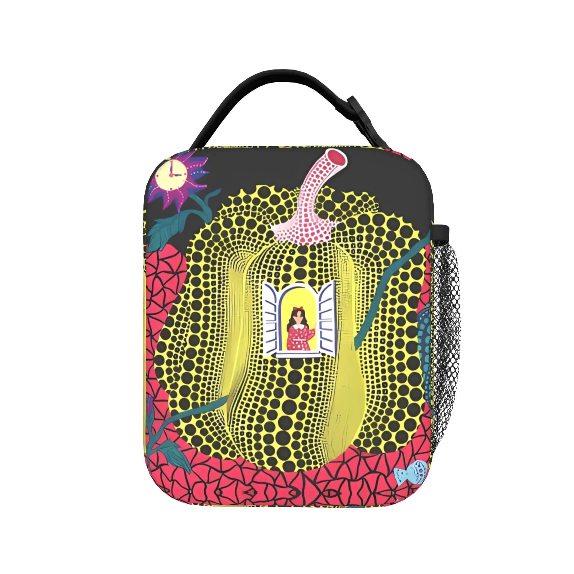Borsa per il pranzo personalizzata Yayoi Kusama Pumkin, borsa termica portatile alla moda per picnic all'aperto, borsa frigo da donna