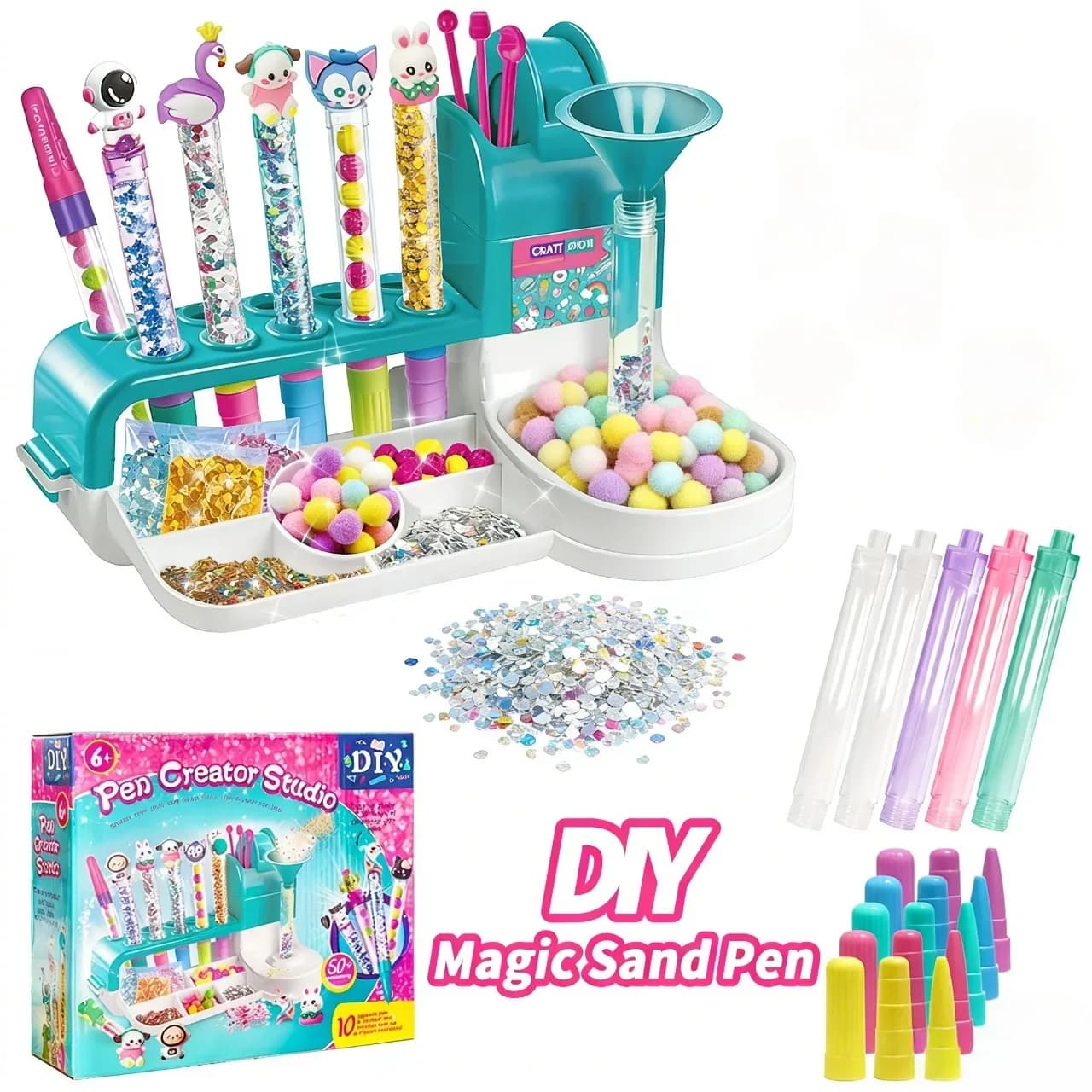 Nuovo Set di Pennarelli Magici con Sabbia per Bambini, Kit Artistico Educativo Creativo Sensoriale, Giocattolo Interattivo Genitore-Figlio, Confezione Regalo