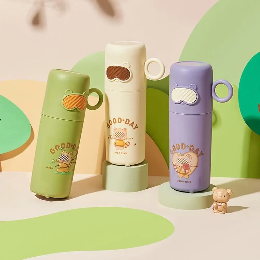 New Little Raccoon Washing Cup Large Capacity Cartoon Toothbrush Box Portable Makeup Brush Storage Home Travel