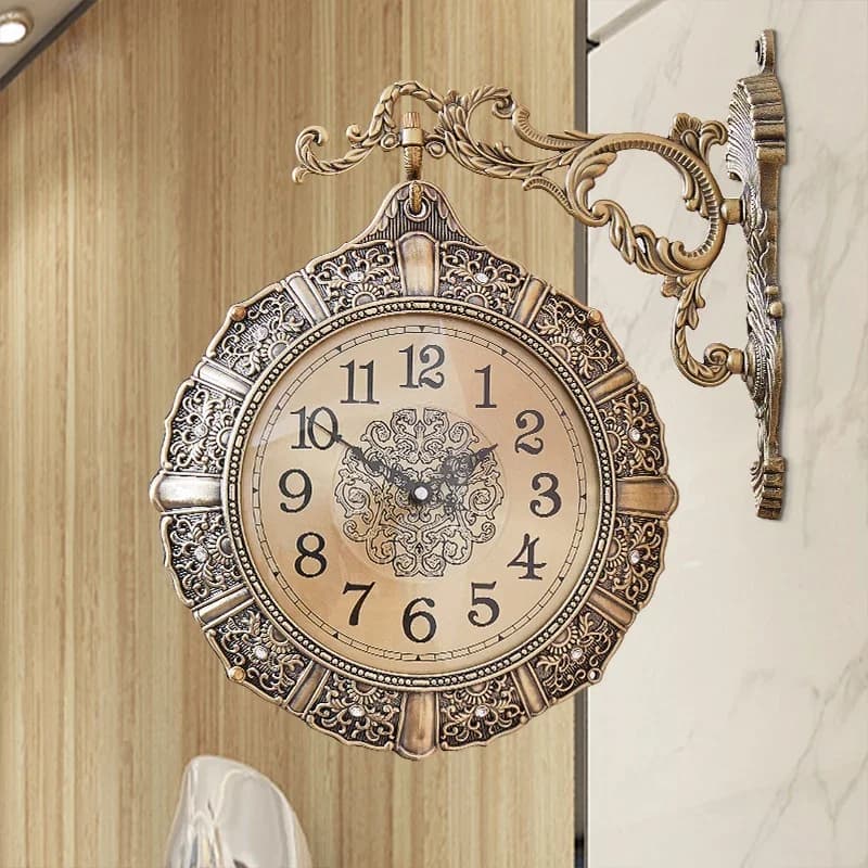 Nordic Retro Living Room Wall Clock Silent Double-sided Luxury Creative Aesthetic Art Wall Clocks Home Decoration Gift Ideas
