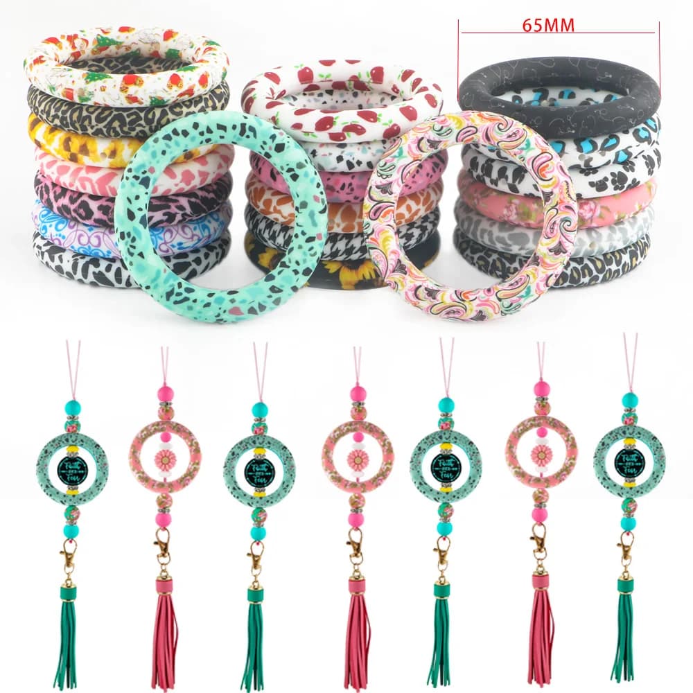 Anello rotondo in silicone stampato da 3 pezzi da 65 mm con foro per la creazione di gioielli Accessori regalo artigianali con ciondolo con perline fai-da-te