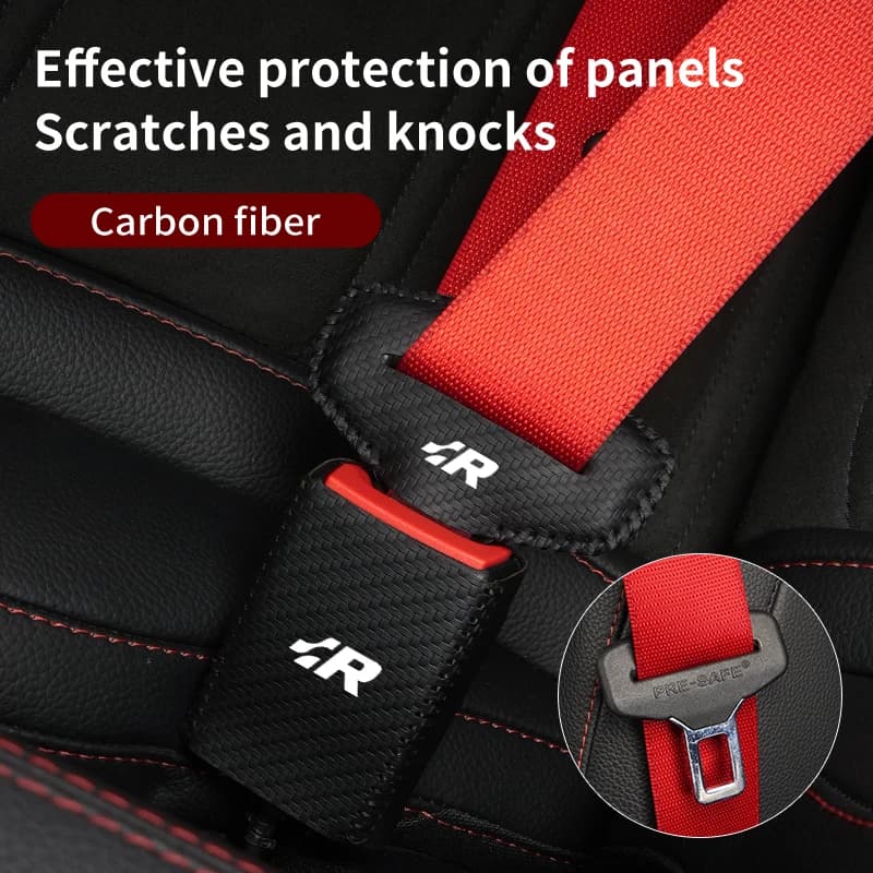 2Sets Leather Car Logo Seat Belt Buckle Protector Cover Only For Front Seat Belt For VW R Golf Passat Polo Tiguan Sharan Touran