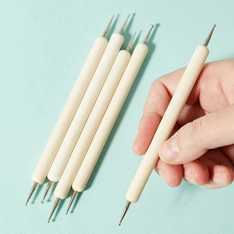 Set di 5 Penne per Nail Art con Manico in Cristallo, Doppia Punta per Disegno e Applicazione di Strass, Strumenti per Manicure