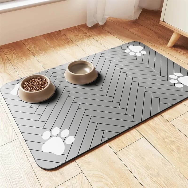 Durable Absorbent Pet Feeding Mat Quick Drying Waterproof Nonslip Rubber Backing for Dog Cat Food Bowl 1PC