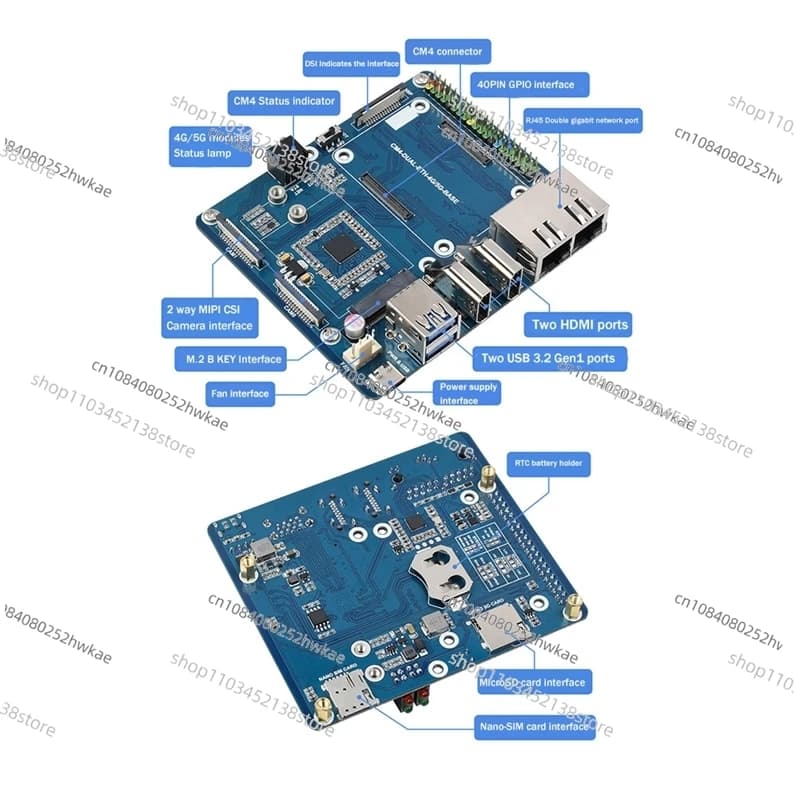 Per Raspberry Pi CM4 Modulo di elaborazione scheda madre scheda di espansione doppia porta Gigabit Ethernet con custodia