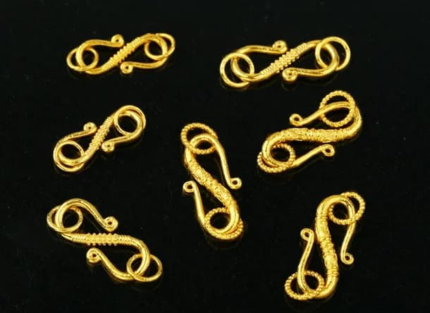 Chiusura in vero oro 18 carati per braccialetti fai da te connettori in oro carati per perline accessori per gioielli con connettori a forma di S