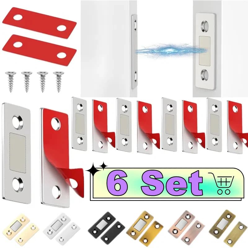 6-1 set di fermagli magnetici per armadietti, magneti per porte ultrasottili, fermano il magnete adesivo invisibile per cassetti, per chiudiporta della cucina