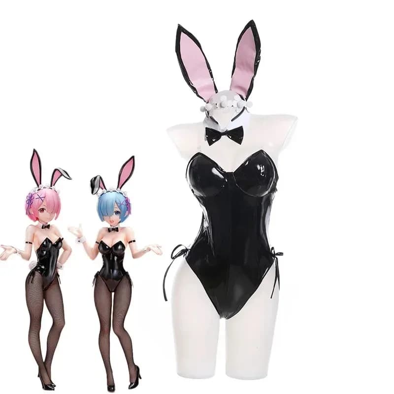 Anime Ram Rem Costume Agnello Re: Vita in un mondo diverso da Zero Cosplay Bunny Nero Sexy Halloween Girl Dress Wiga;3,v'5.t;8,