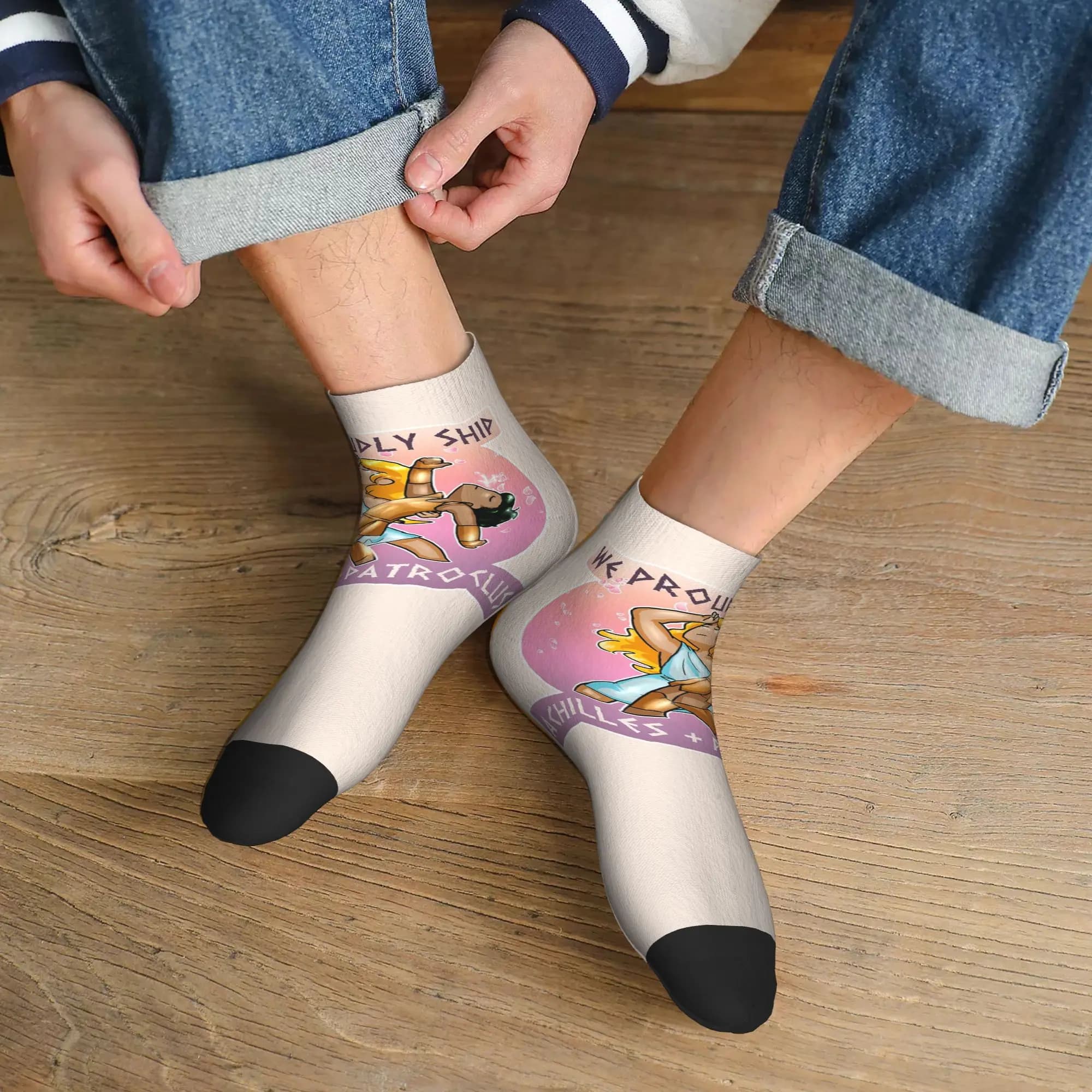 All Seasons Achilles + Patroclus Socks Harajuku High Quality Crew Socks Casual Stockings for Men Women Gifts