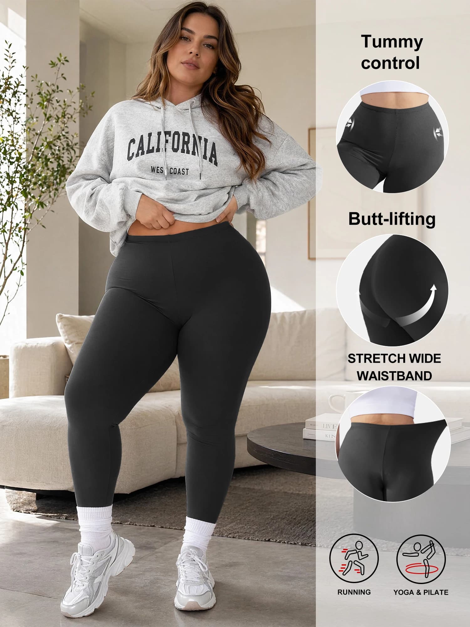Women's Plus Size Knee & Full Length Leggings Stretchy 0XL-5XL Yoga Pants Tummy Control High Waist Workout Leggings