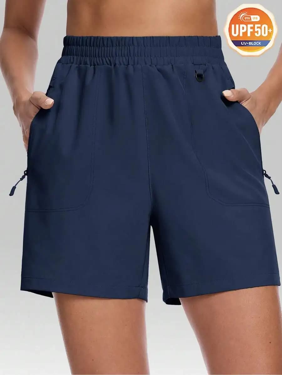 Pantaloncini da Escursionismo da Donna 5 Pollici UPF 50+ ad Asciugatura Rapida Leggeri con Tasche con Cerniera