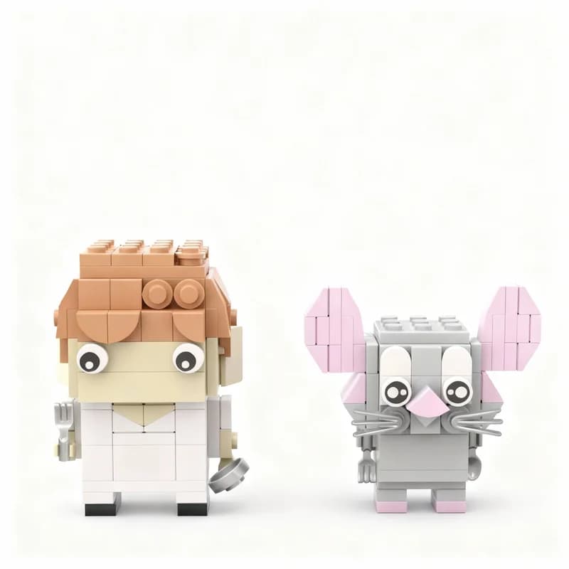 200pcs MOC Linguini Remy Headz Character Diy Building Blocks Assembly Set Collector Model Collectible Toy Gift For Enthusiasts
