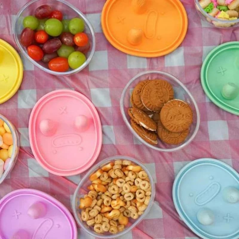 Contenitore per Alimenti con Coperchio in Silicone, Portatile per Campeggio e Picnic, Ciotola per Insalata, Contenitore per Snack