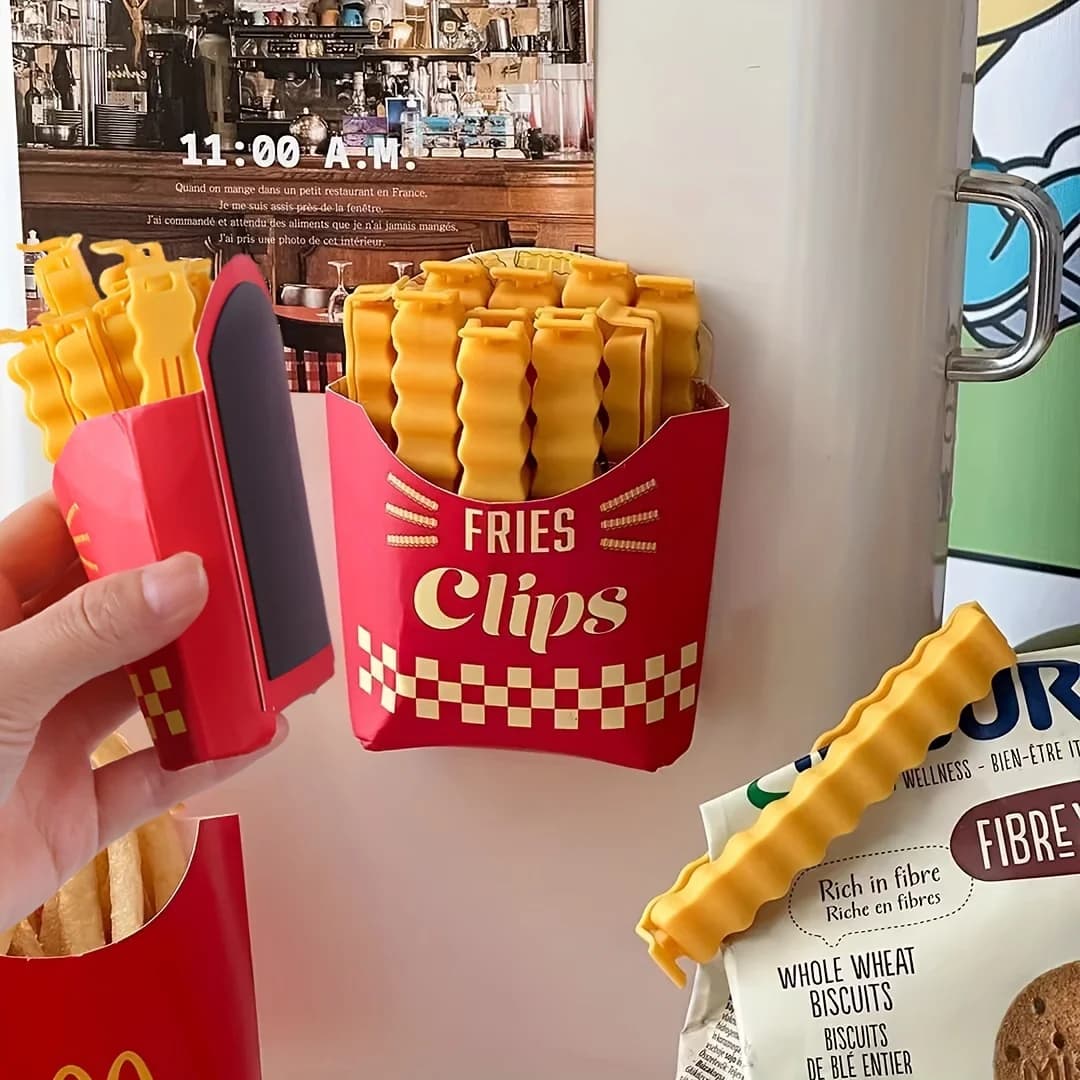 12-piece fries shape sealing clip - To seal snacks, food clips, sealing strips for dressings in plastic bags