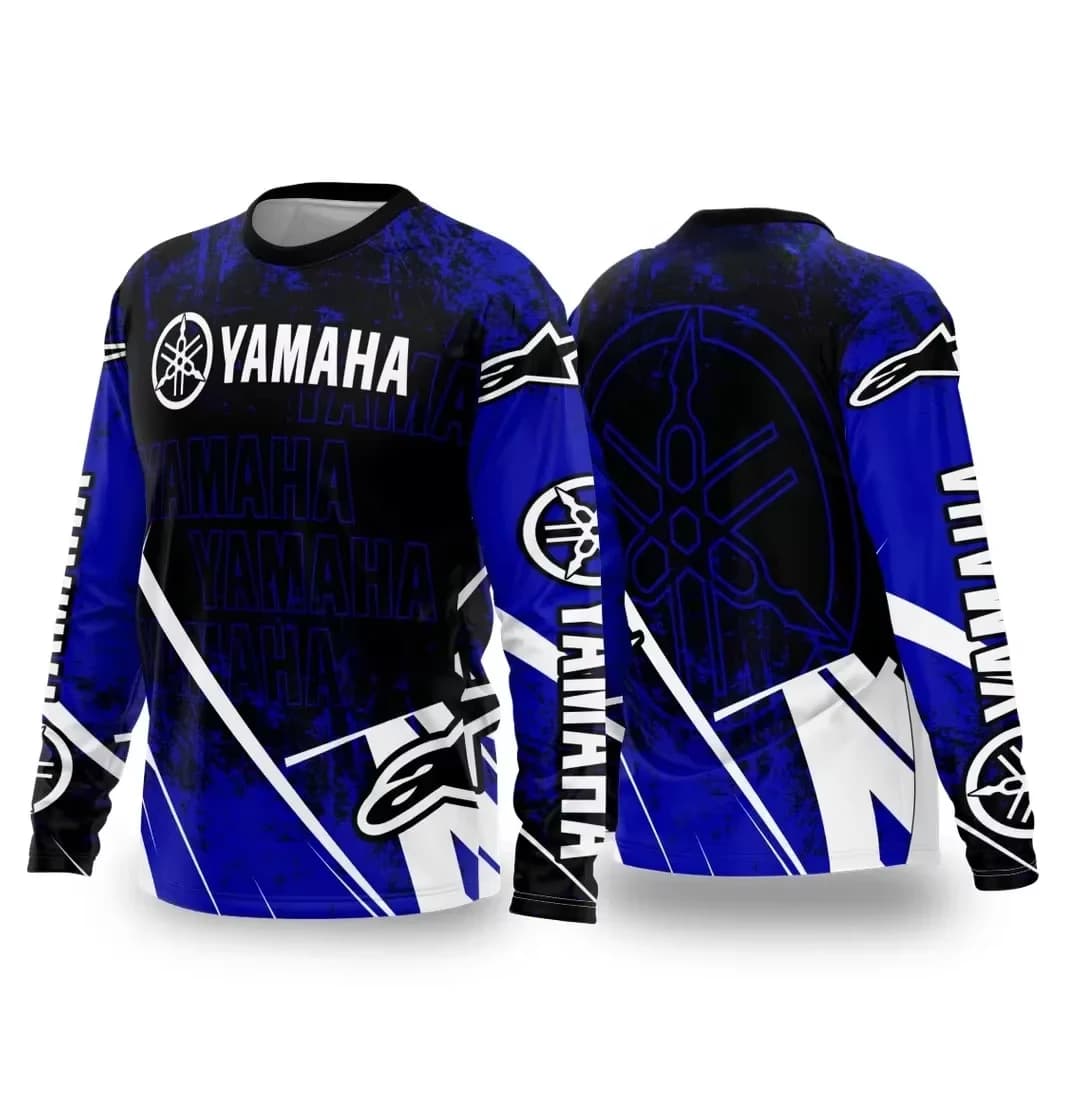 Completo Estivo YAMAHA per Moto, Unisex, Traspirante e ad Asciugatura Rapida, Tuta da Corsa Fuoristrada, Maglia Sportiva a Maniche Lunghe
