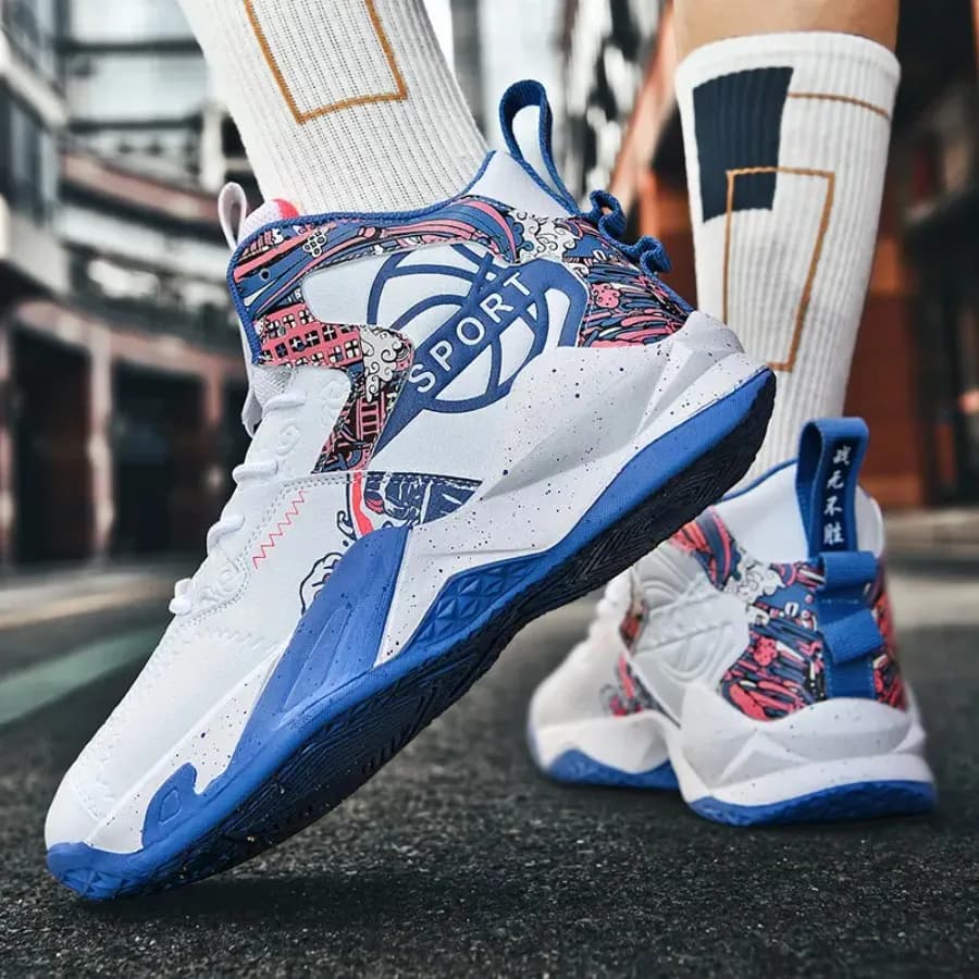 Scarpe da Basket da Uomo Resistenti in EVA - Sneakers Ammortizzanti con Tomaia Alta - Scarpe da Allenamento All-Terrain con Lacci e Suola Antiscivolo D