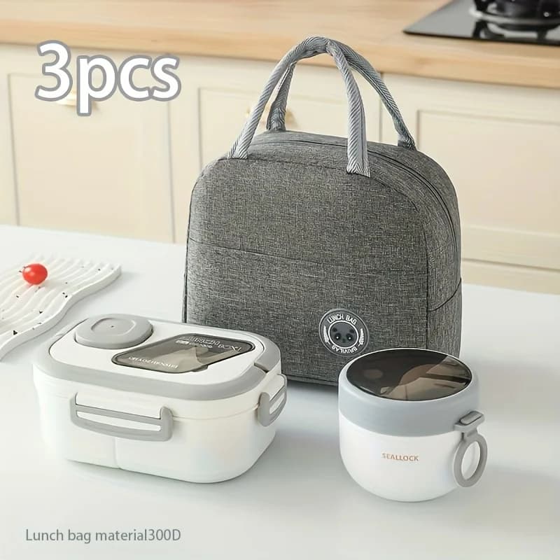 Set di 3 contenitori per il pranzo con borsa termica, contenitori portatili riutilizzabili per pasti, snack, stoviglie per la casa, per lavoro scolastico, campeggio, picnic