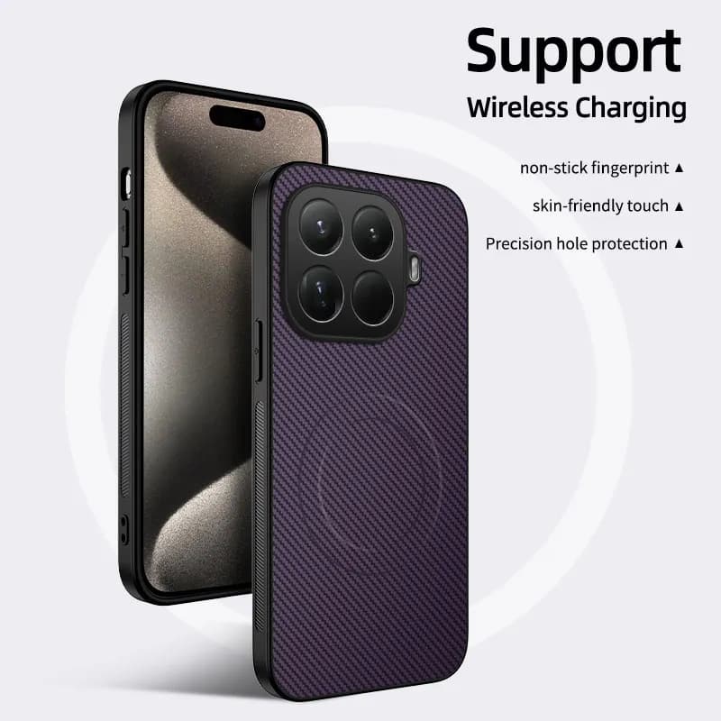 For Xiaomi 15T 17T Pro Carbon Fibre Case for Magsafe Wireless Charging Phone Case for Xiaomi Mi15 T 15Tpro Lens Protection Cover