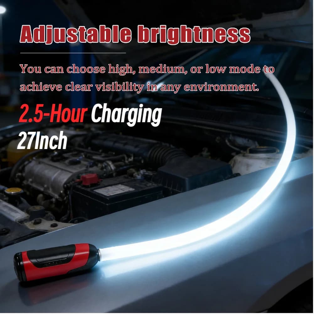 Flexible LED Flashlight, High Brightness Rechargeable Work Light with 3 Luminosity Mode for Mechanics and Auto Repairs