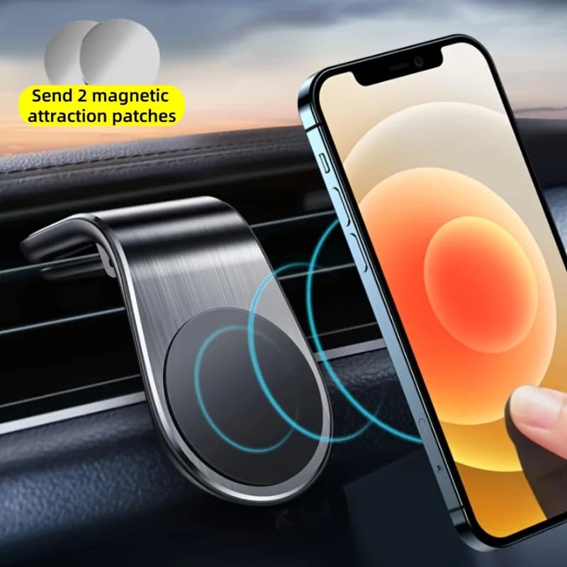 Supporto Magnetico a L per Telefono da Auto, Montaggio su Bocchetta dell'Aria per Navigazione GPS, Compatibile con la Maggior Parte degli Smartphone
