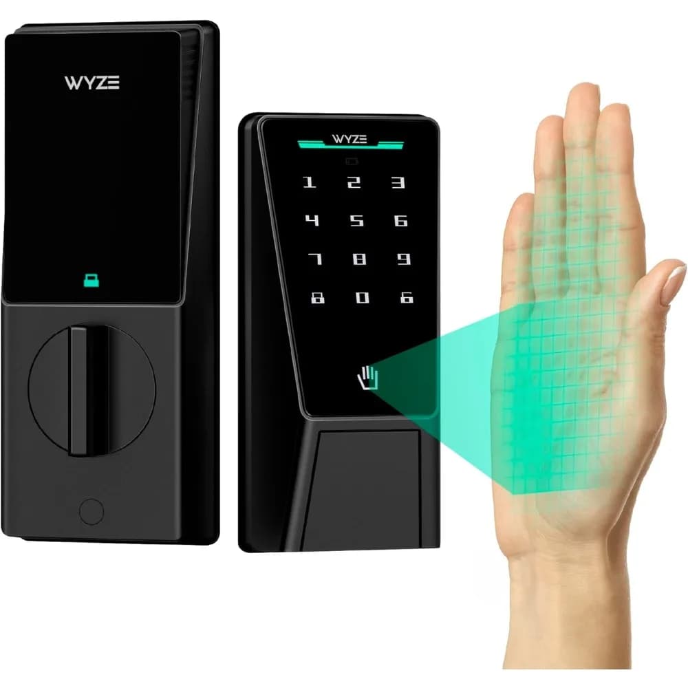 US Shipping Palm Vein Recognition Smart Door Lock Keyless Entry Keypad Auto Lock Dual Battery Wi-Fi Alexa Google BHMA IP53