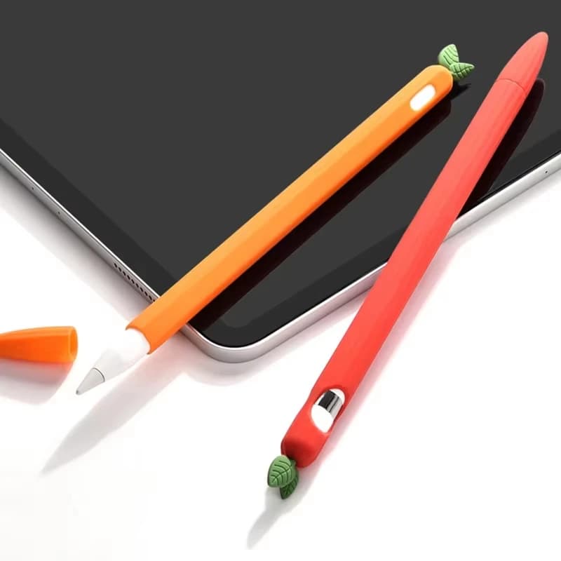 Custodia protettiva per tablet in silicone morbido con carota di cartone animato Custodia protettiva per stilo colorato per Apple Pencil 1a 2a Cover Accessori per iPad