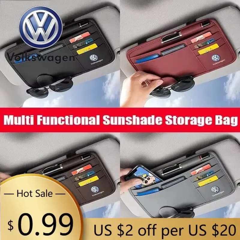 VOLKSWAGEN VW Auto Parasol Storage Bags, Compatible with Tiguan, Rocco, Touran, Caddy, Scirocco, POLO, Sharan S