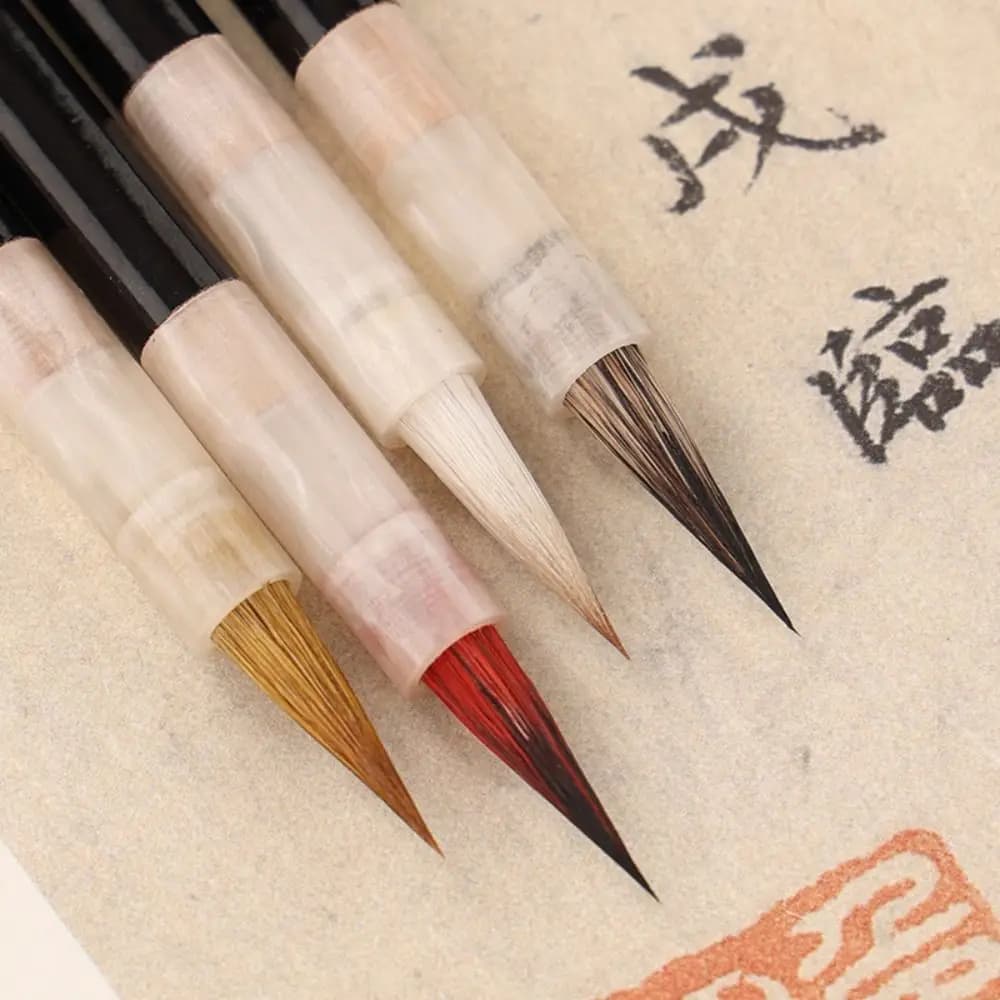 Traditional Chinese Calligraphy Brush Oil Watercolor Wolf Hair Scriptures Writing Brush Oil Painting Wood Art Paint Brush