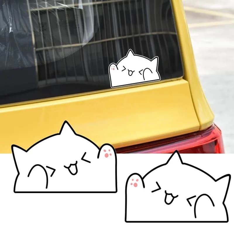 Adesivo in vinile impermeabile con gatto cartone animato Kawaii, adesivo per casco da moto e auto
