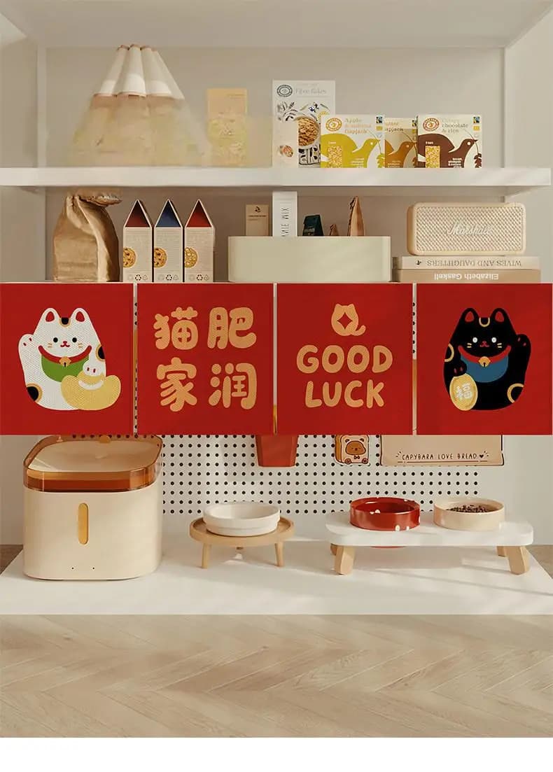 VIKAMA Cartoon Cute Pet Cat Dog Decorative Curtain, Cat Bed Cat Litter Box Cat Toilet Partition Shielding Curtain, Deod