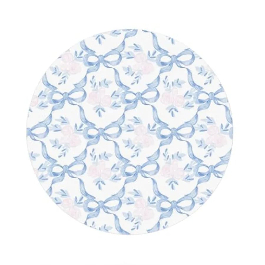 Tappetino per Mouse Floreale Azzurro per Scrivania, Tappetino Estetico Preppy Blu per Computer Portatile e Gaming, Accessori da Scrivania per Donne